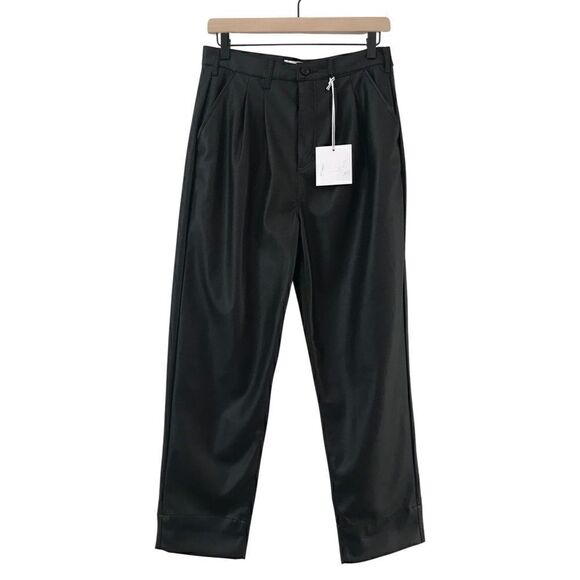 New! Pistola Kellin Faux Leather Straight Leg High WaisFleece Line Trouser Pants - Picture 2 of 14